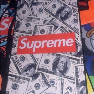 Red box Logo Money Print Rug